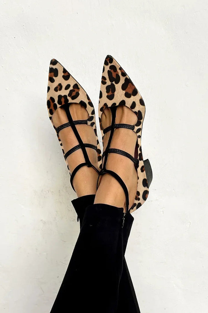 Bridget | Bailarinas de Cuero con Estampado de Leopardo 1