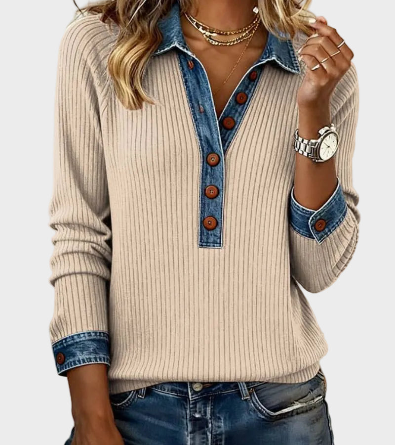 Ravit | Blusa de punto con cuello vaquero 3