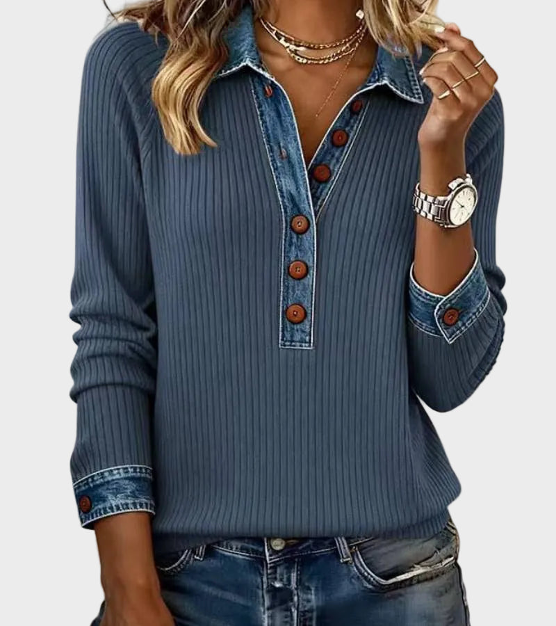 Ravit | Blusa de punto con cuello vaquero 2