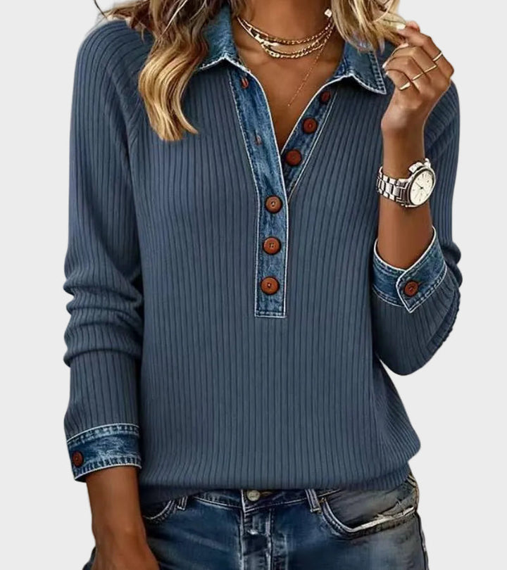 Ravit | Blusa de punto con cuello vaquero 2