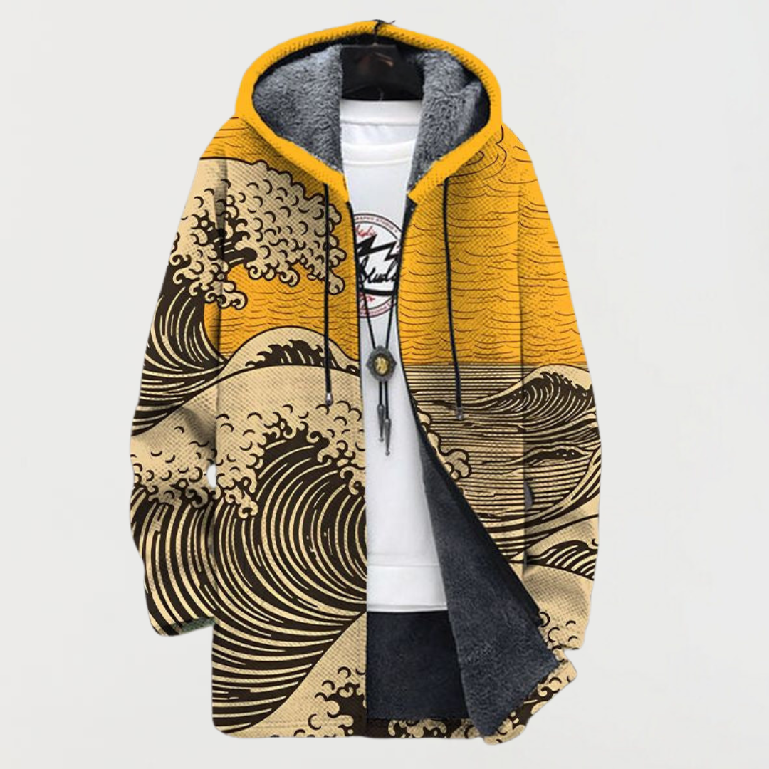 Abrigo con estampado de olas 3