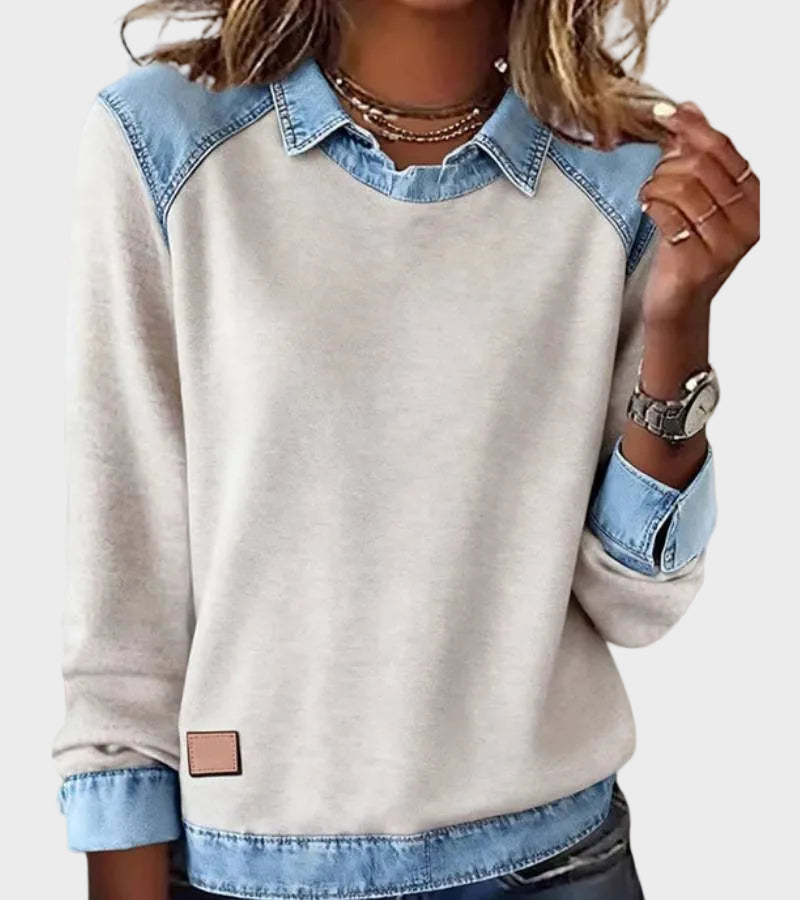 Ravit | Blusa de punto con cuello vaquero 1