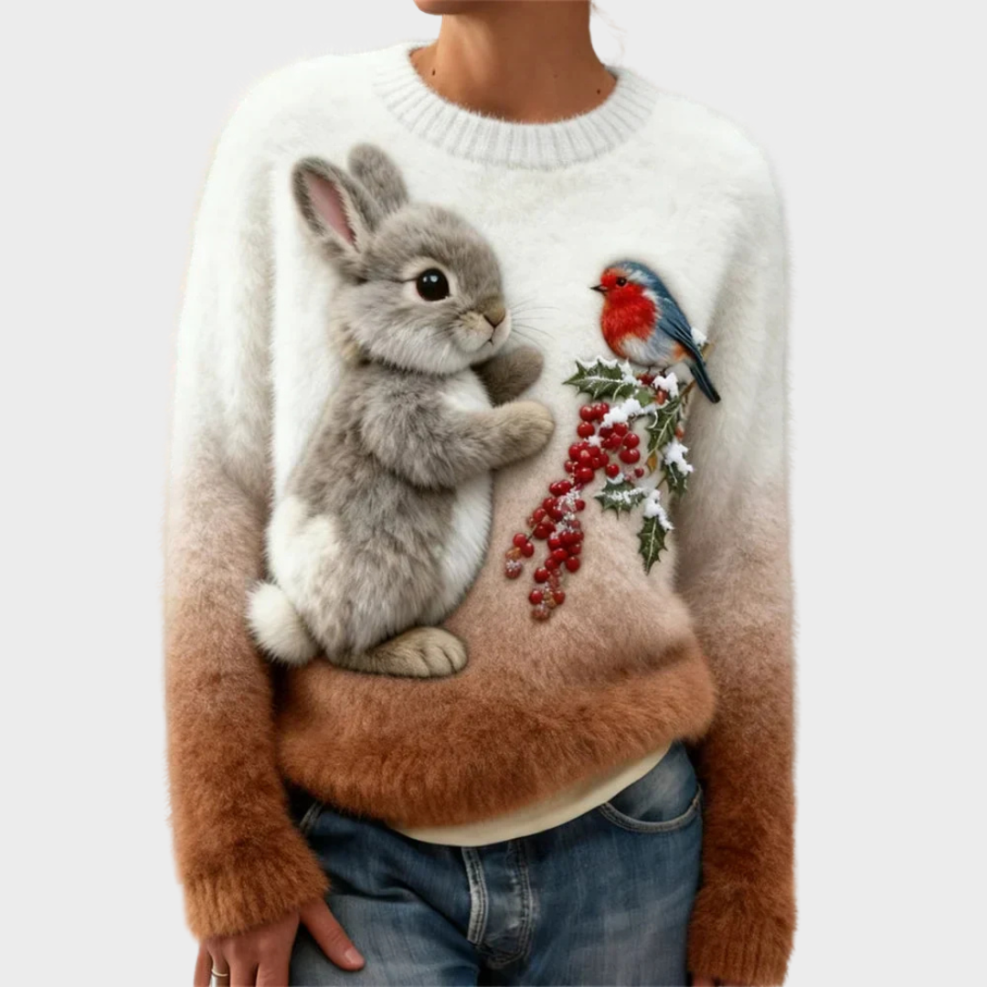 Klementina - Suéter de Peluche con Conejo de Navidad 2