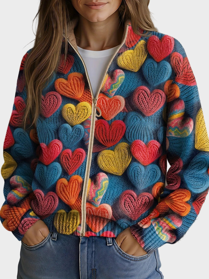 Valentine | Cárdigan con cremallera y corazones 1