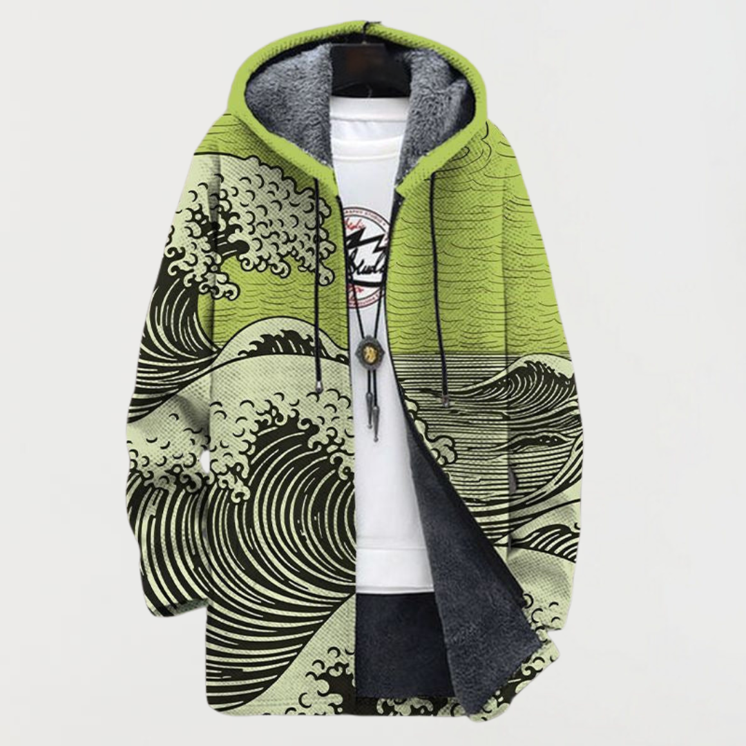 Abrigo con estampado de olas 4