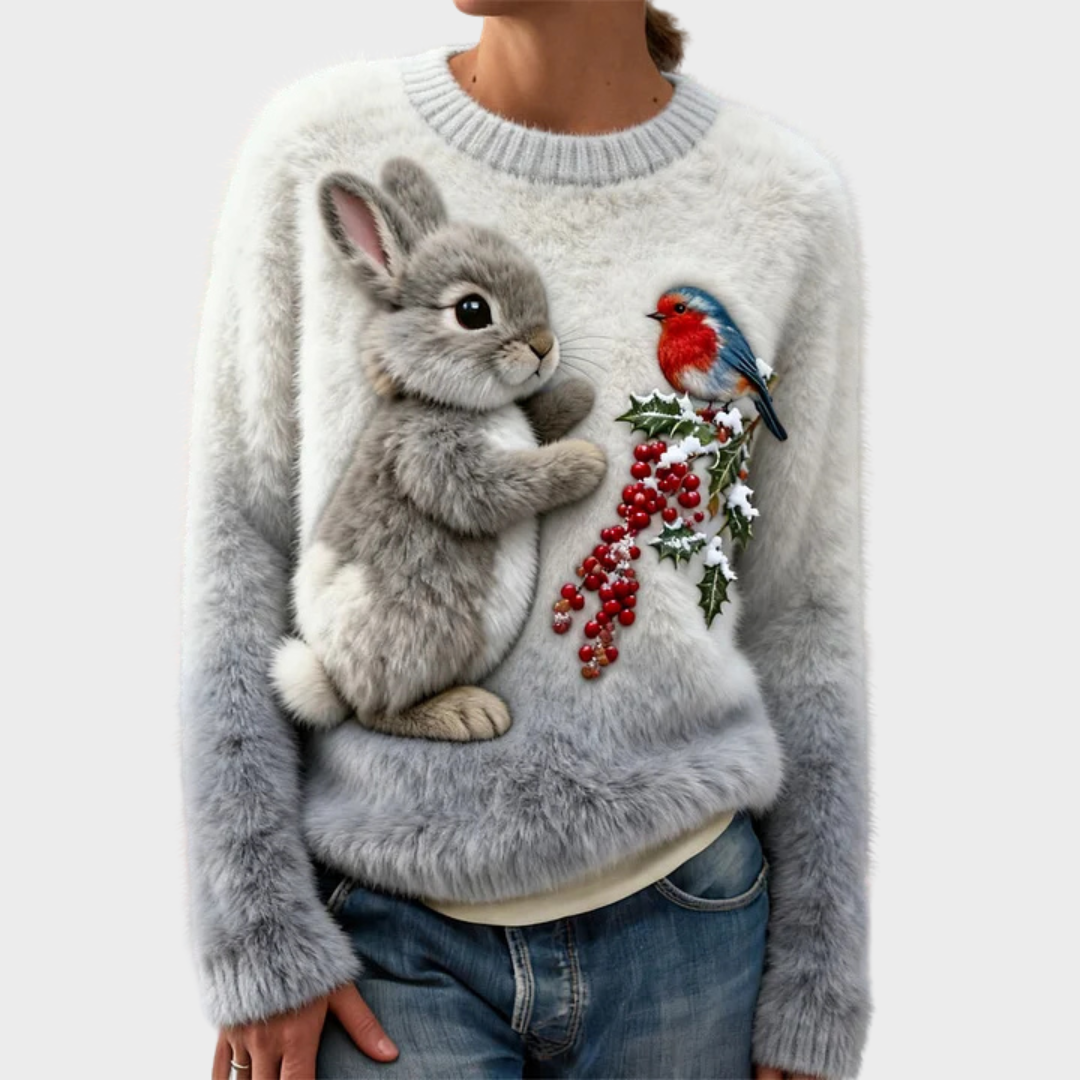 Klementina - Suéter de Peluche con Conejo de Navidad 1