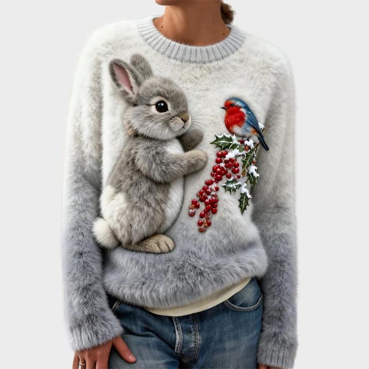 Klementina - Suéter de Peluche con Conejo de Navidad 1