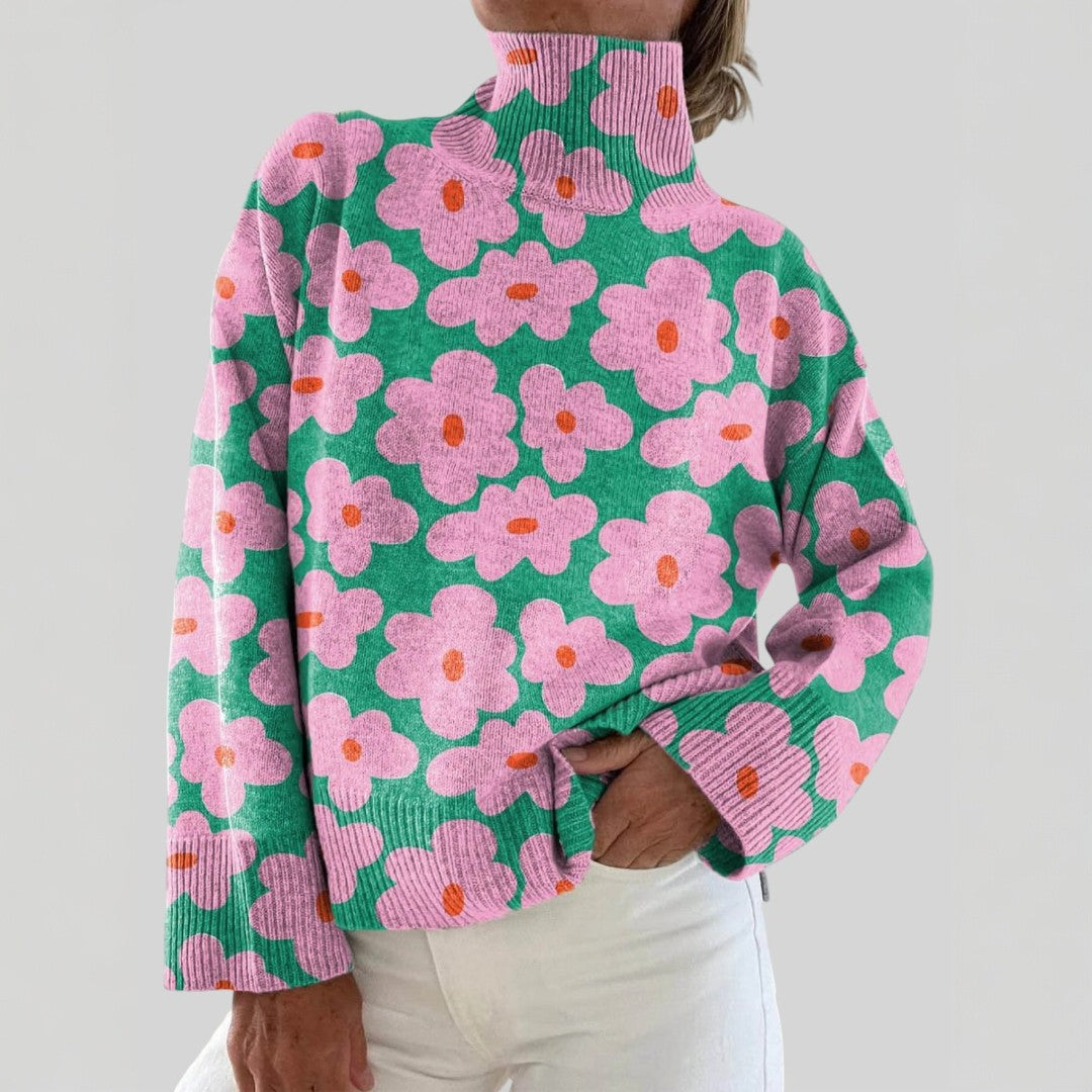 Ema | Suéter floral con cuello alto 1