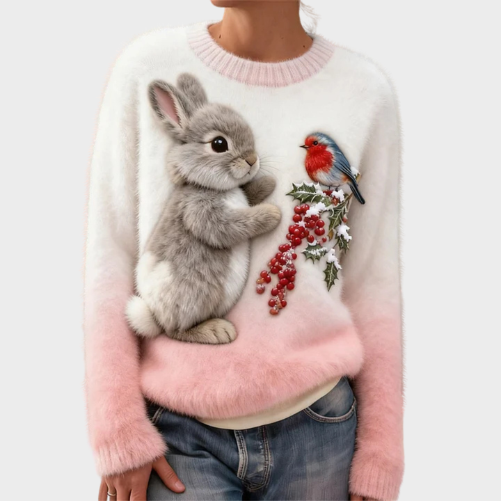 Klementina - Suéter de Peluche con Conejo de Navidad 7
