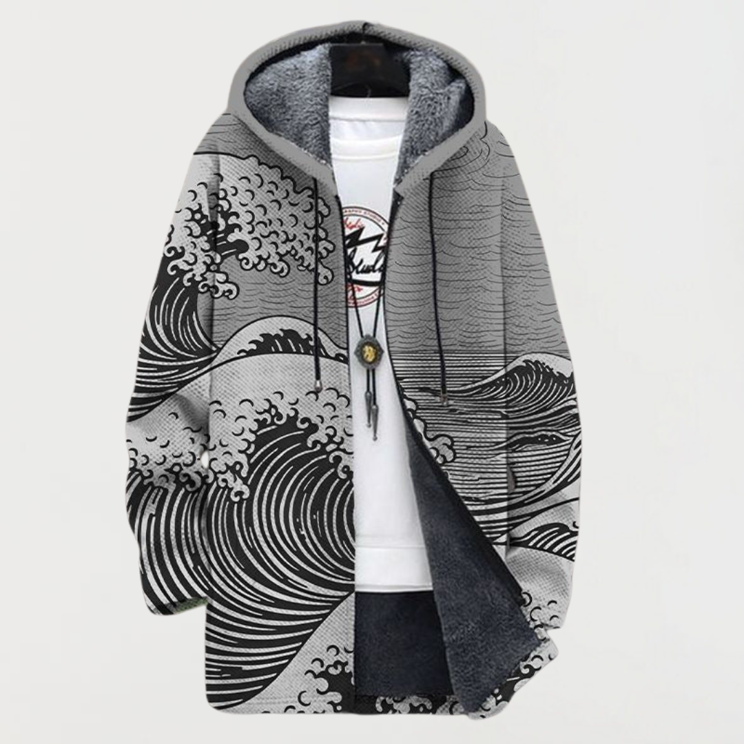 Abrigo con estampado de olas 5