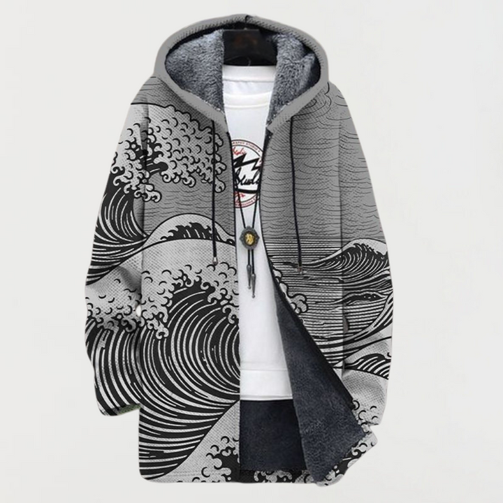 Abrigo con estampado de olas 5