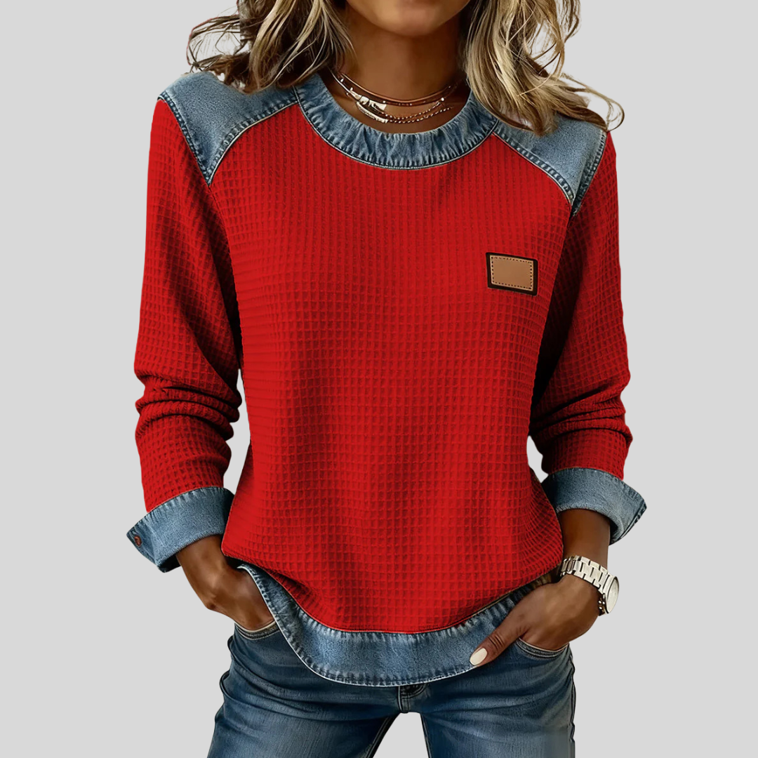 Hetty | Sudadera patchwork de punto gofrado 2