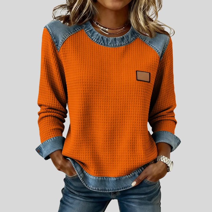 Hetty | Sudadera patchwork de punto gofrado 3