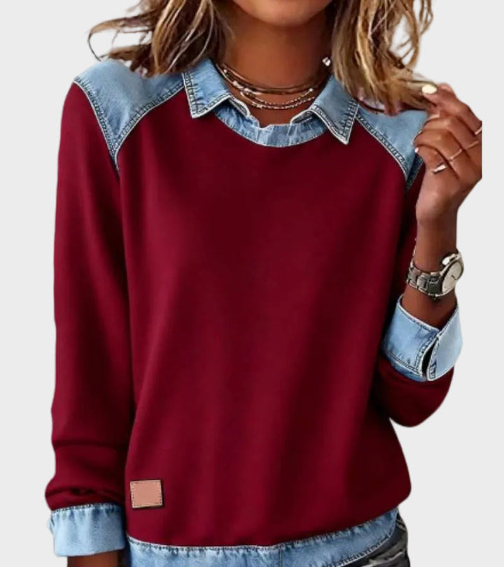 Ravit | Blusa de punto con cuello vaquero 8