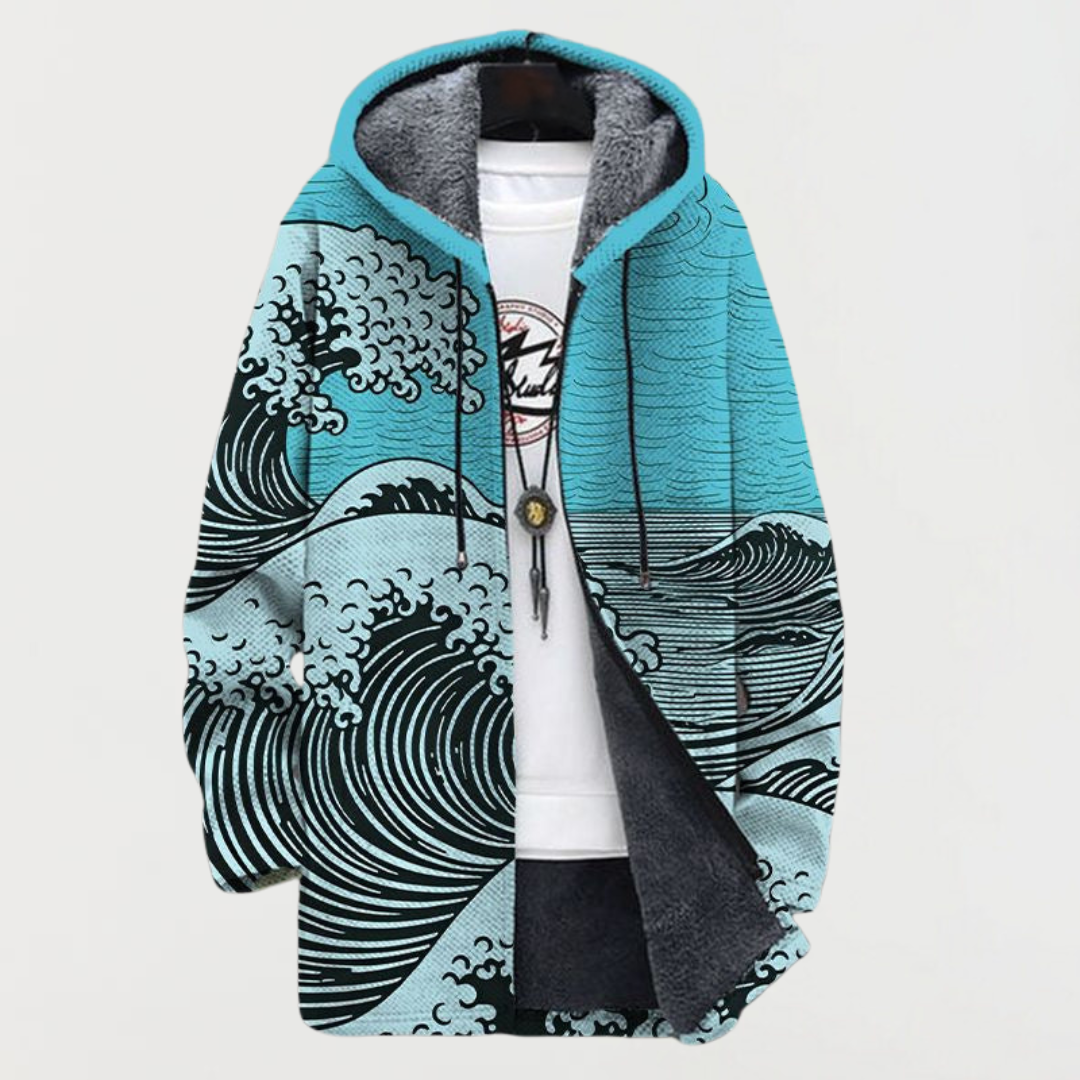 Abrigo con estampado de olas 2