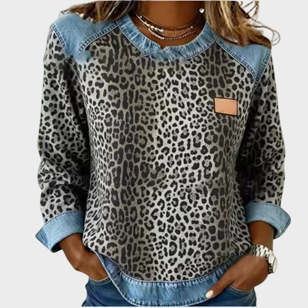 Margot | Jersey de leopardo con cuello en contraste 1