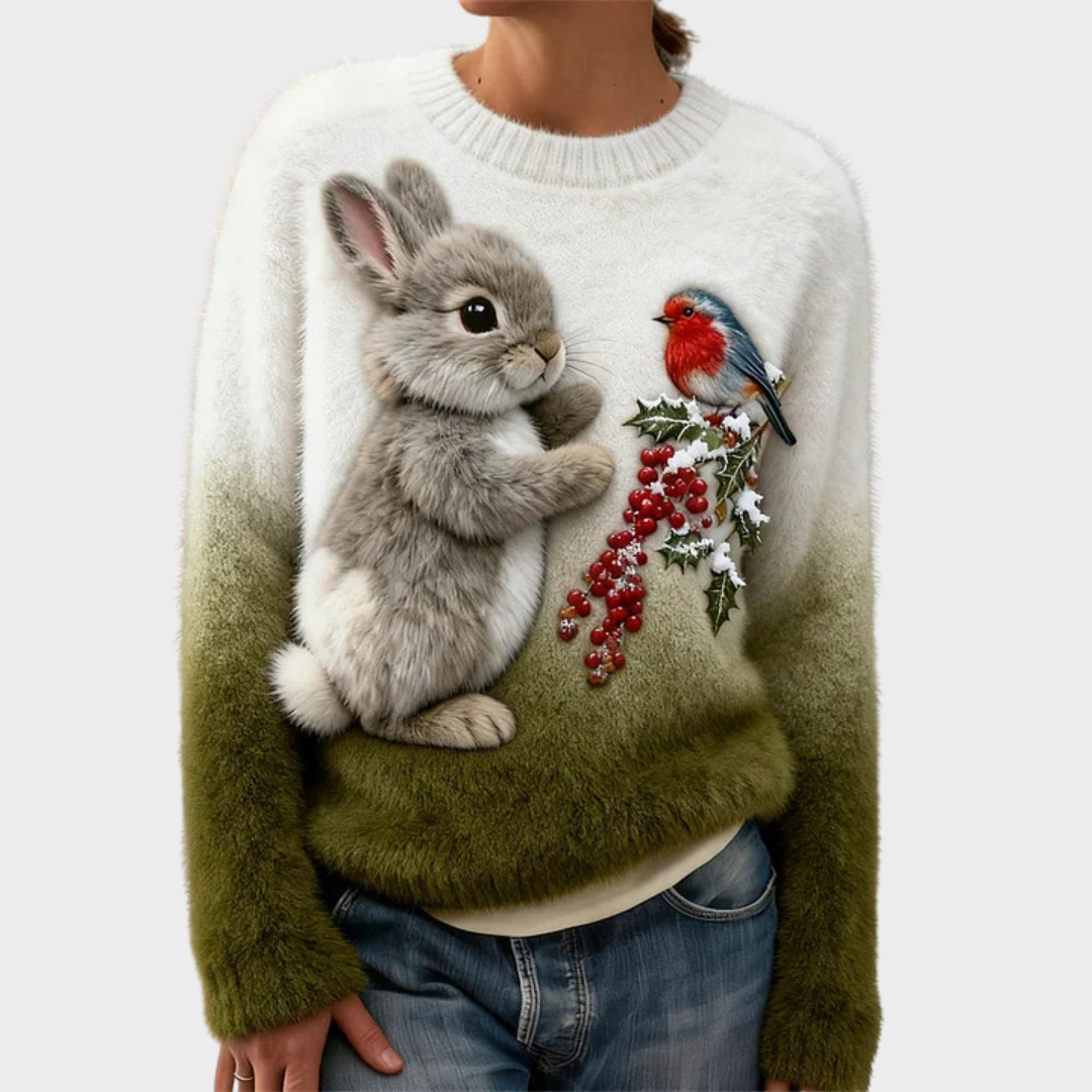 Klementina - Suéter de Peluche con Conejo de Navidad 6