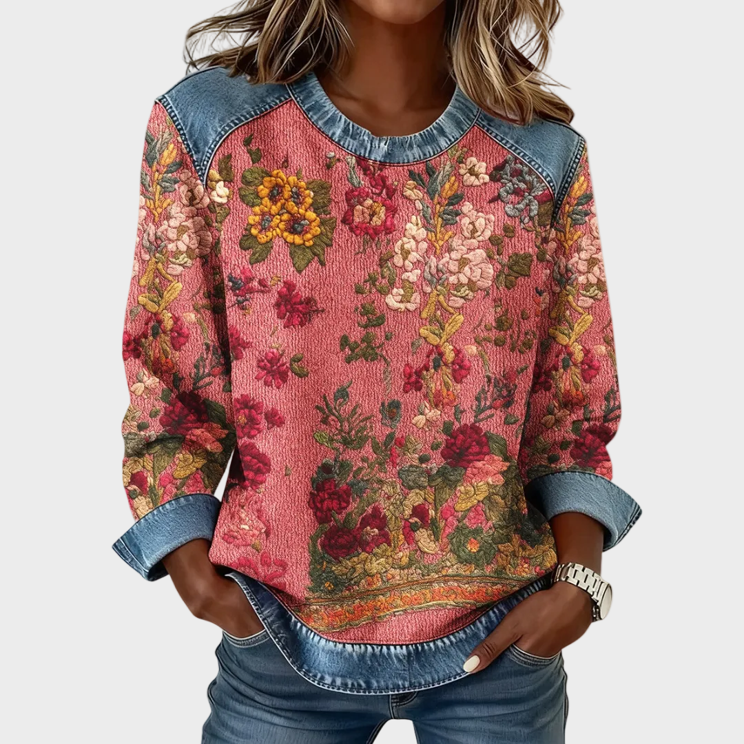 Flora | Sudadera floral con detalles en contraste 1