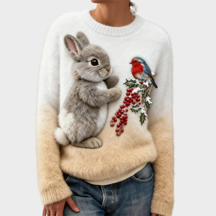 Klementina - Suéter de Peluche con Conejo de Navidad 5