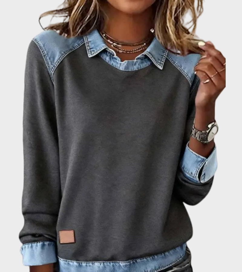 Ravit | Blusa de punto con cuello vaquero 11