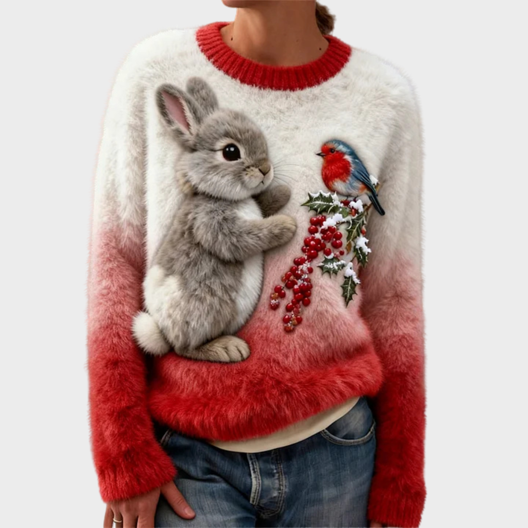 Klementina - Suéter de Peluche con Conejo de Navidad 3