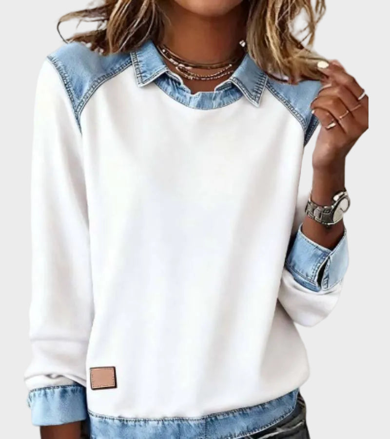 Ravit | Blusa de punto con cuello vaquero 6