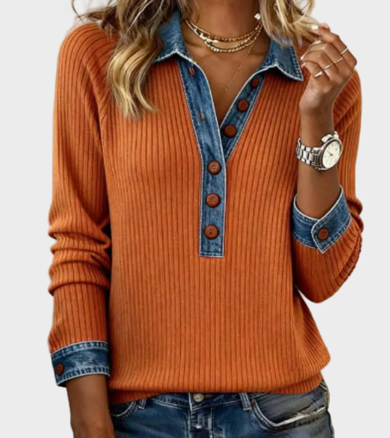 Ravit | Blusa de punto con cuello vaquero 5