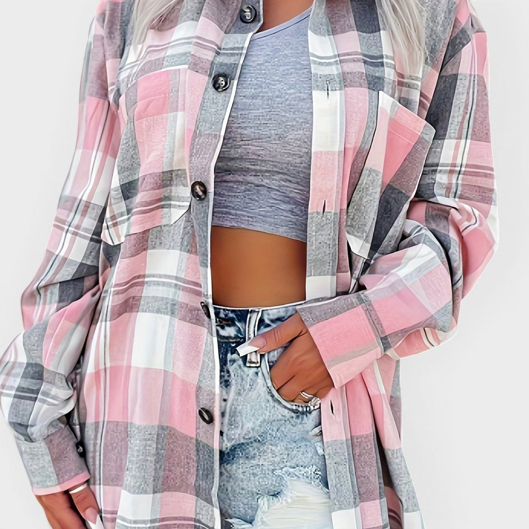 Hortensia™ | Camisa de Cuadros de Manga Larga 13