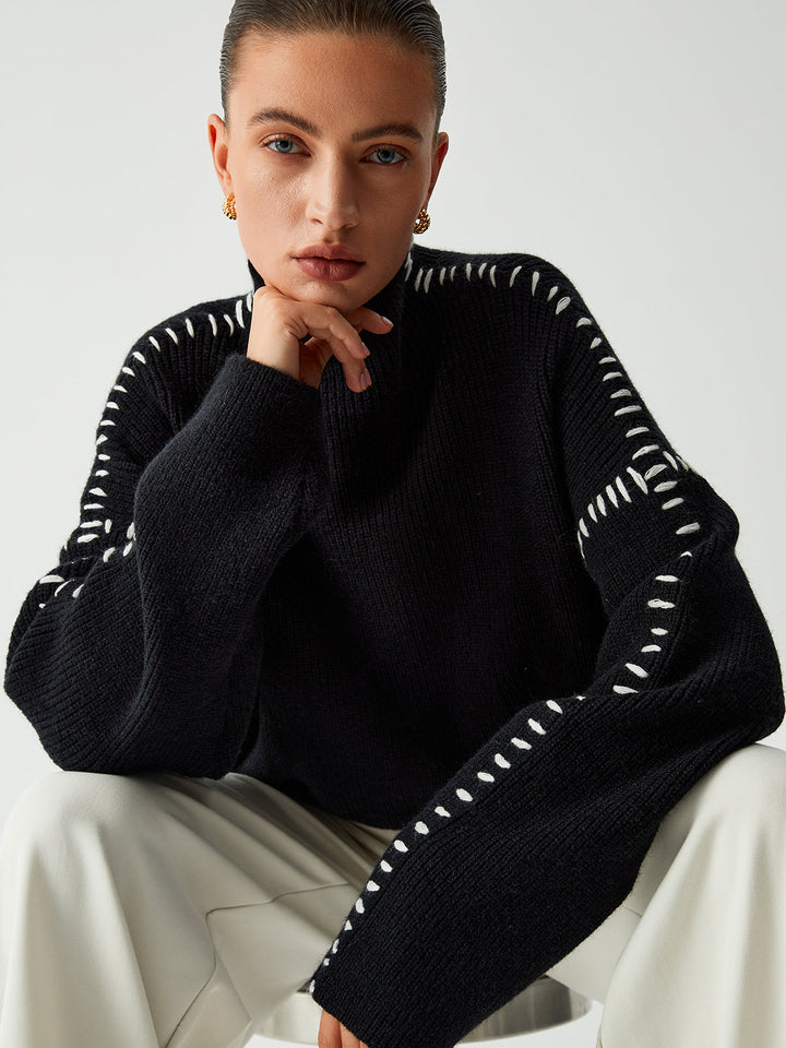 Alma | Suéter oversize con cuello alto y detalles en piqué 3