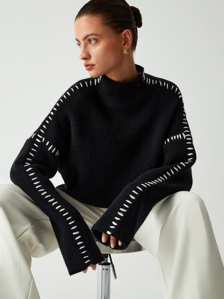 Alma | Suéter oversize con cuello alto y detalles en piqué 4