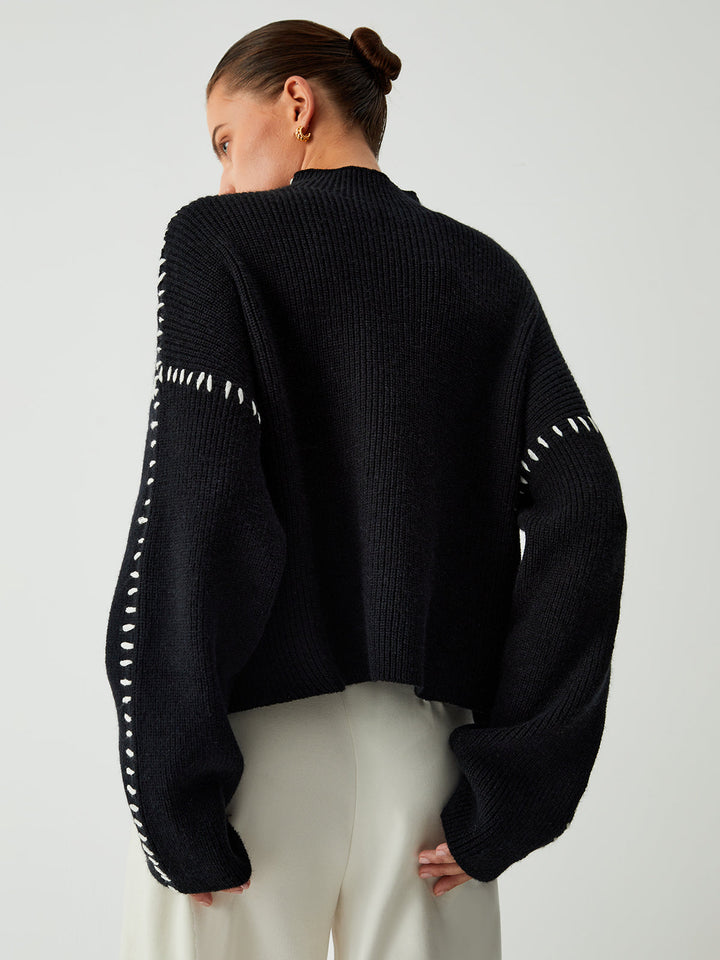 Alma | Suéter oversize con cuello alto y detalles en piqué 5