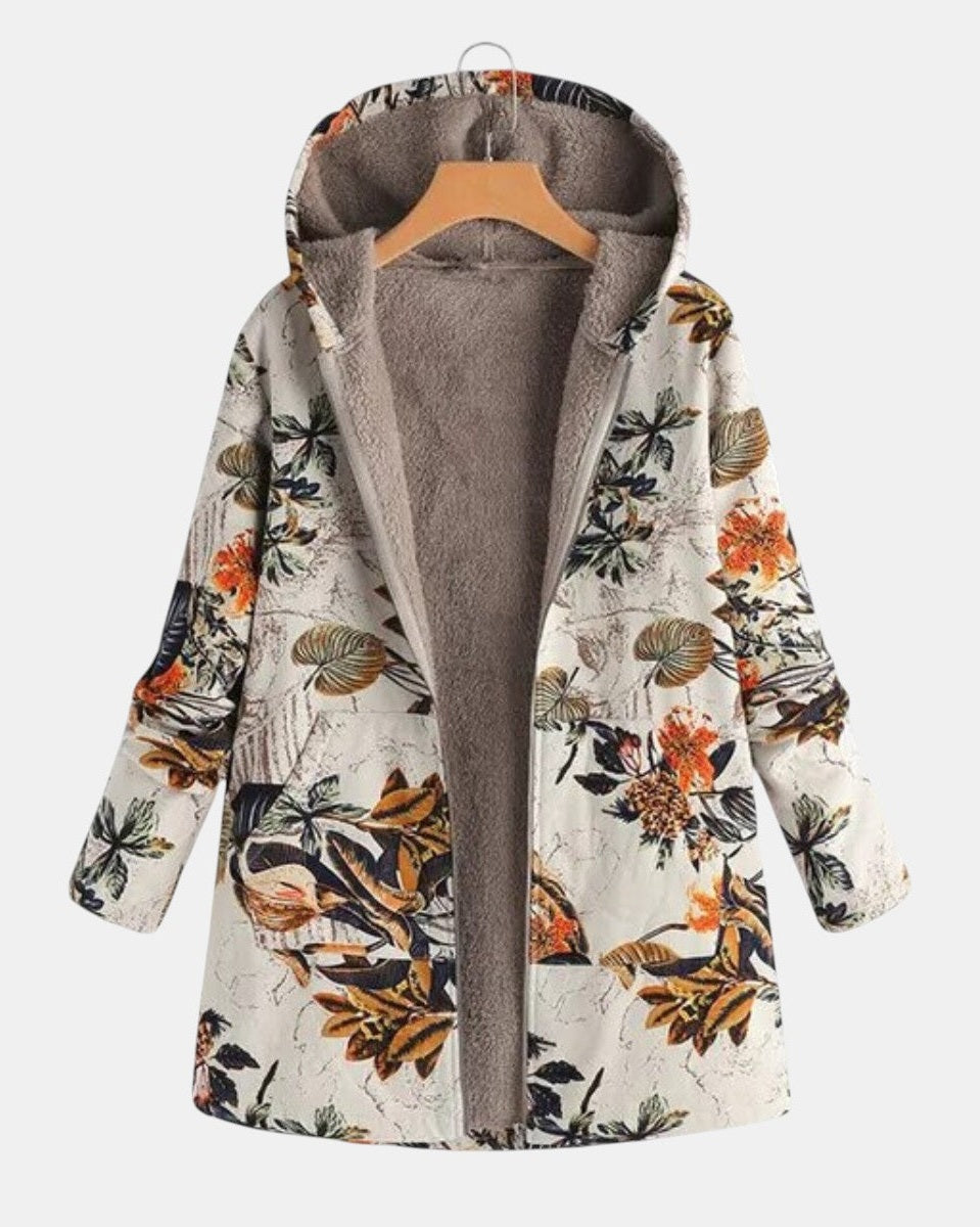 Elena | Abrigo floral boho con sherpa 2