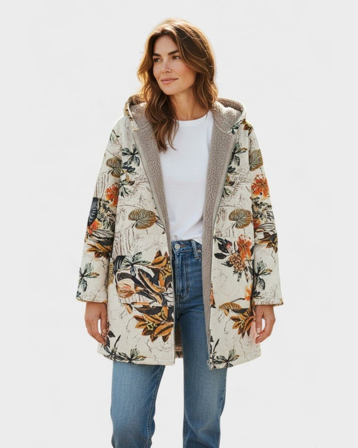 Elena | Abrigo floral boho con sherpa 1