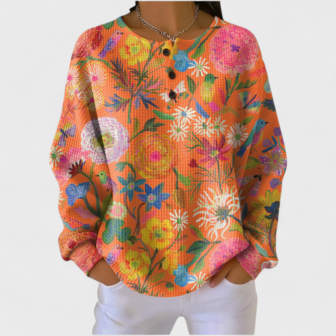 Britt | Jersey de flores naranja 1