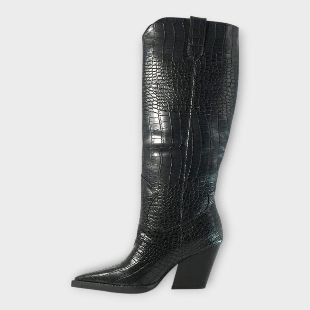 Zapatos con motivo de cocodrilo y tacón elegante 1