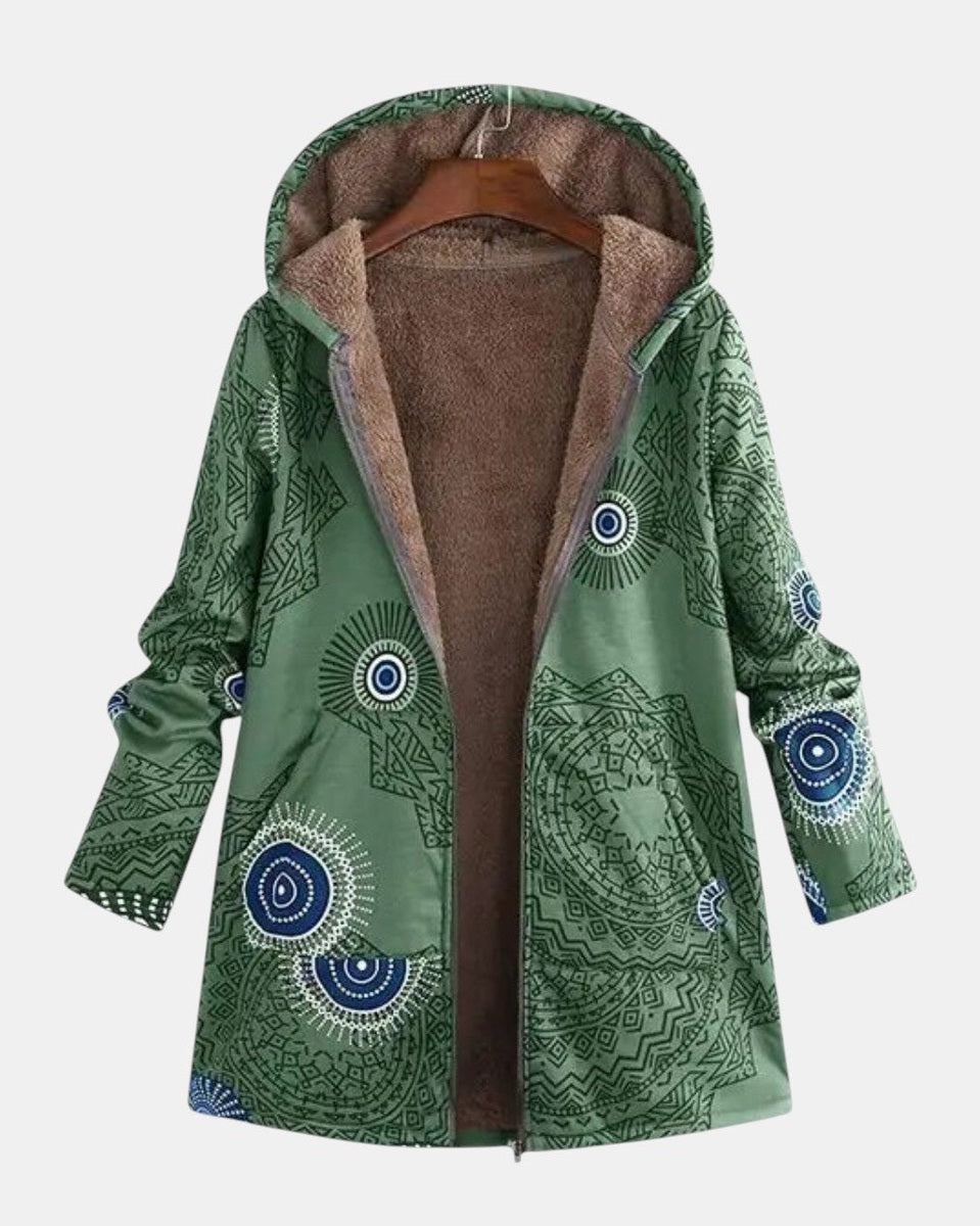 Sage | Chaqueta sherpa de estampado étnico 2