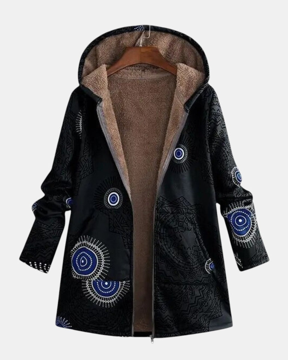 Sage | Chaqueta sherpa de estampado étnico 1