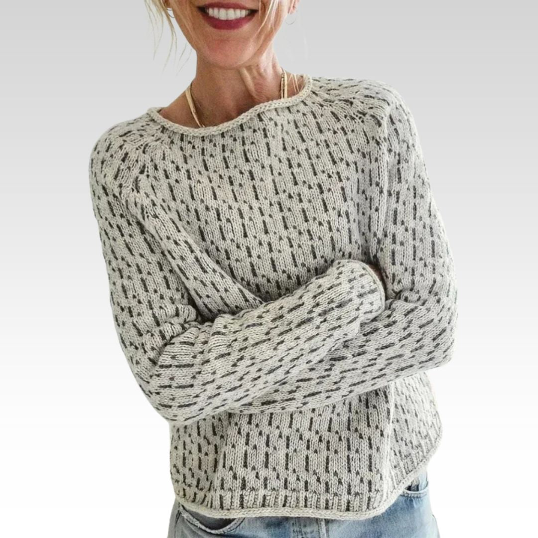 Victoria | Suéter gris elegante con escote en "U" 1