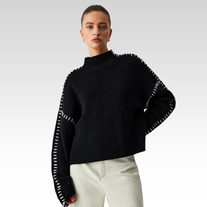 Alma | Suéter oversize con cuello alto y detalles en piqué 1