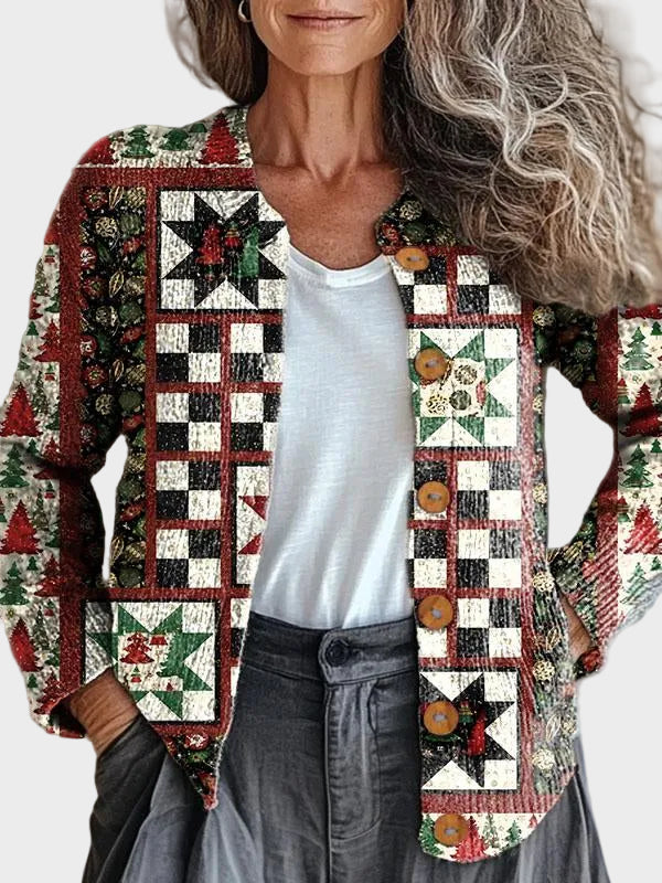 Everlyn | Jersey navideño patchwork con botones 1
