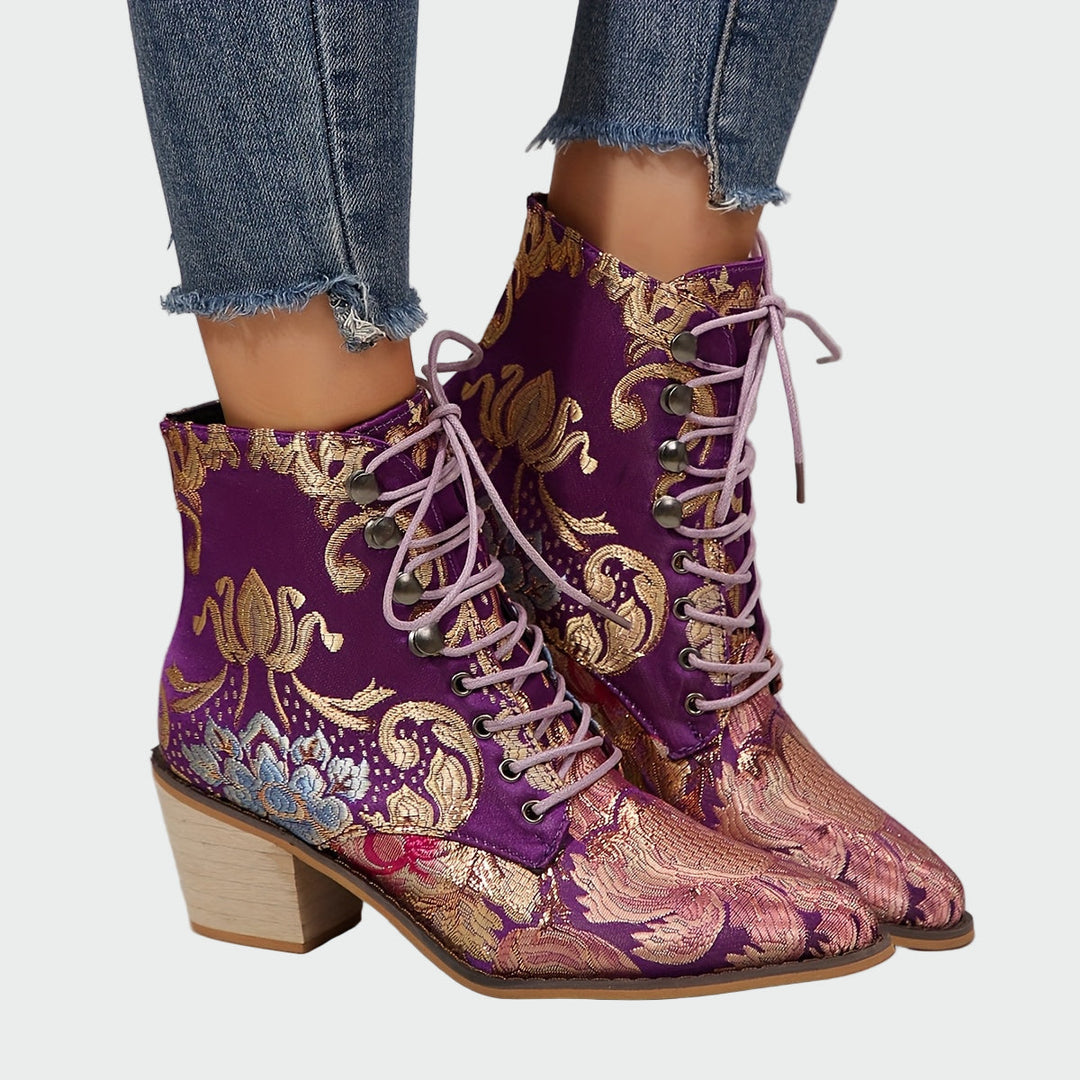 Zapatos de piel con flores 1