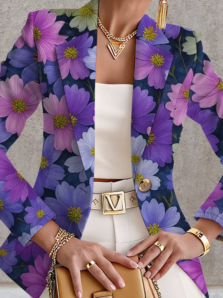 Bellamira | Blazer de estampado cósmico morado 5