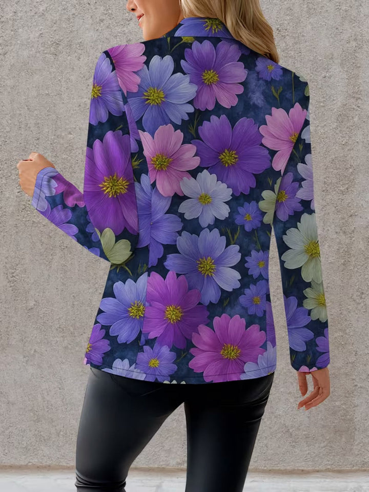 Bellamira | Blazer de estampado cósmico morado 4