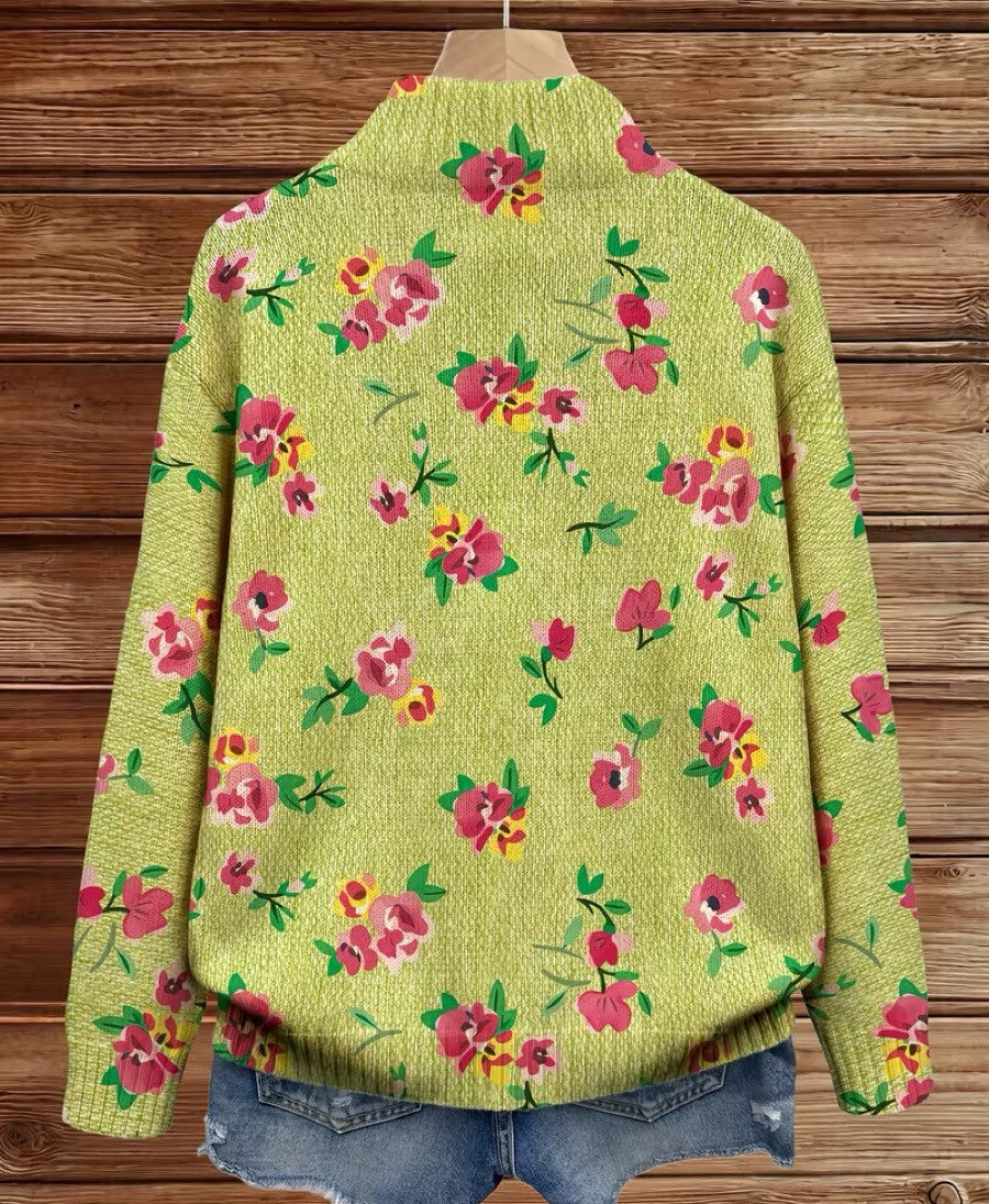 Constance | Cárdigan floral rosa con cremallera 4