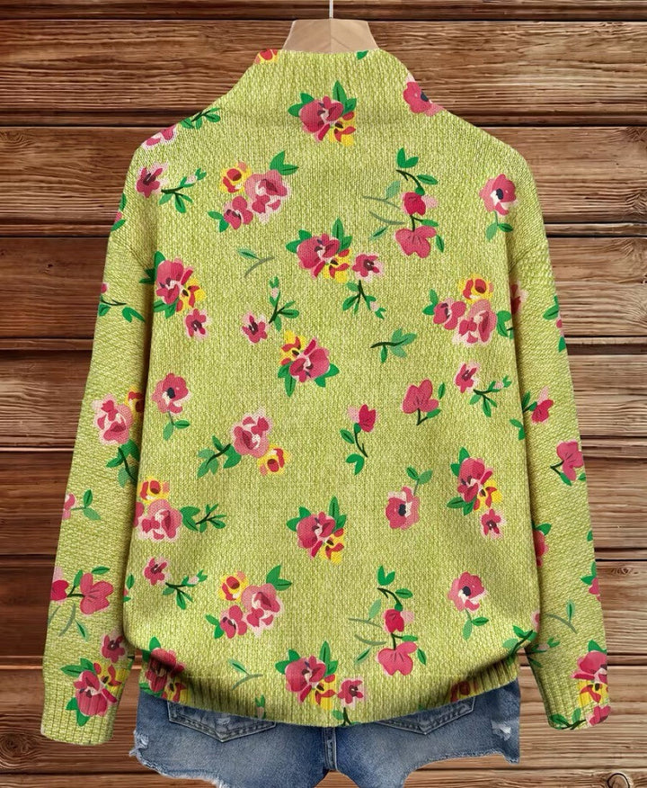 Constance | Cárdigan floral rosa con cremallera 4