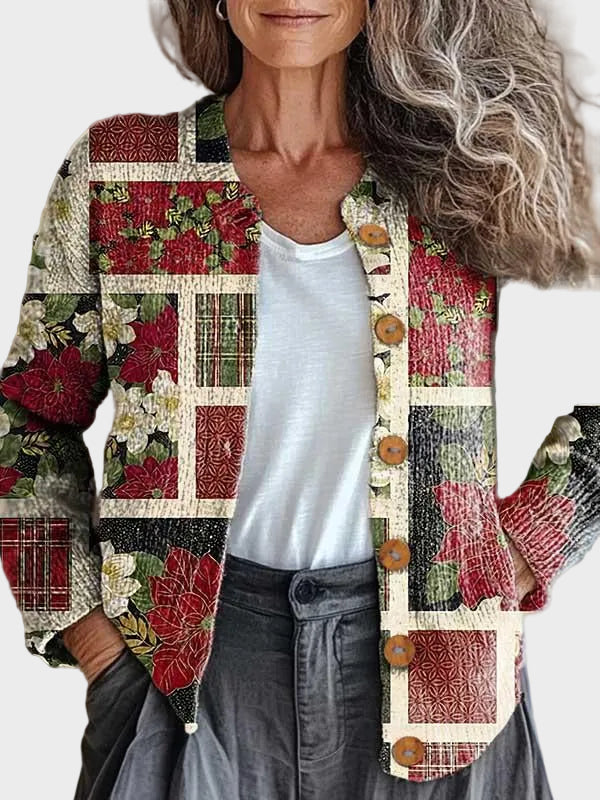 Frostine | Cárdigan navideño patchwork 1
