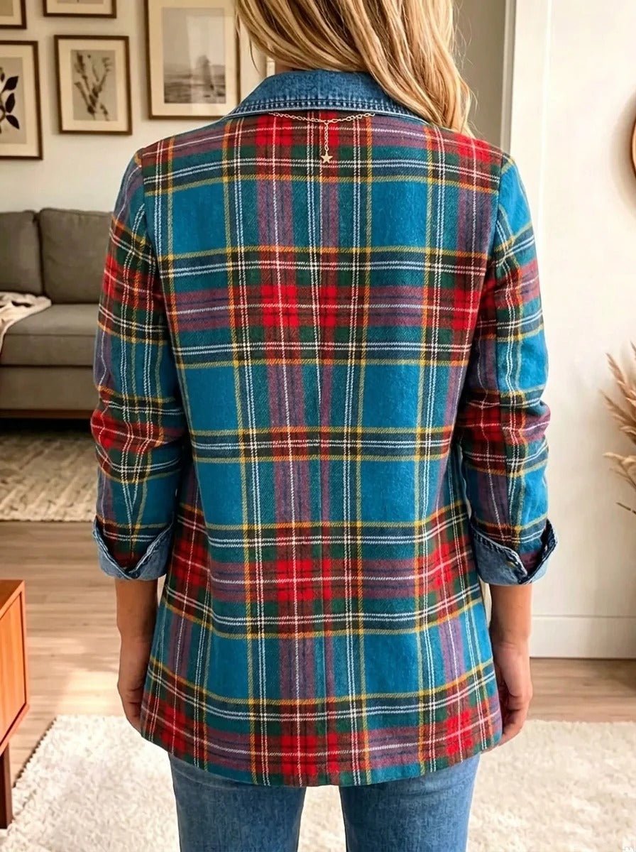 Madison | Blazer vaquero con tartán 2