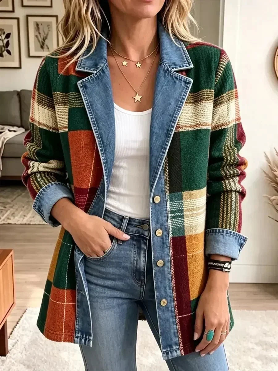 Claire | Chaqueta vaquera de cuadros retro 2
