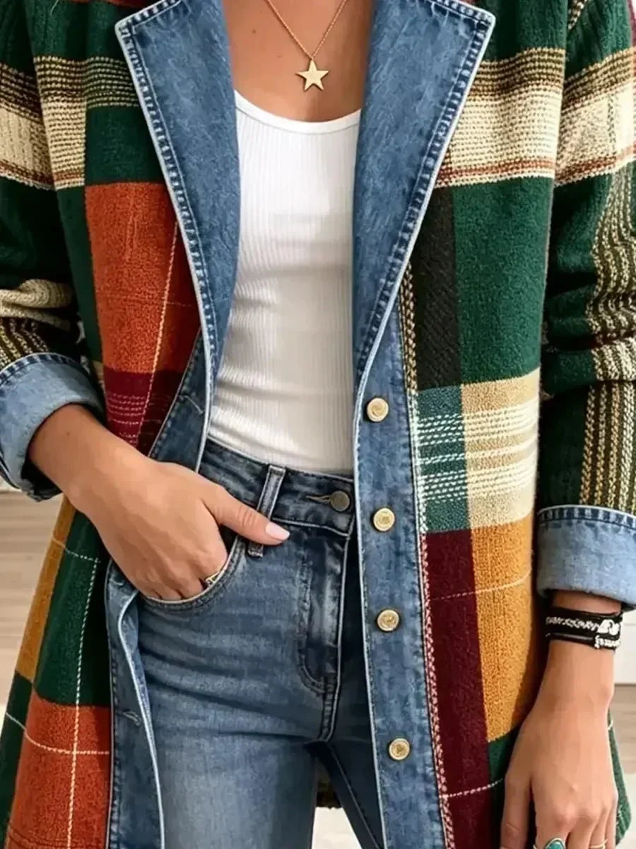 Claire | Chaqueta vaquera de cuadros retro 3