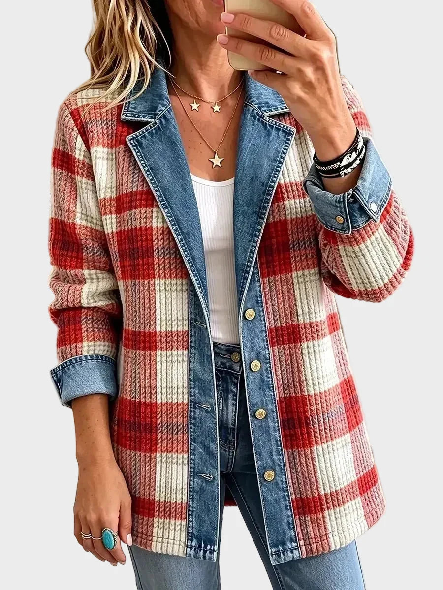 Hailey | Chaqueta vaquera patchwork roja 1
